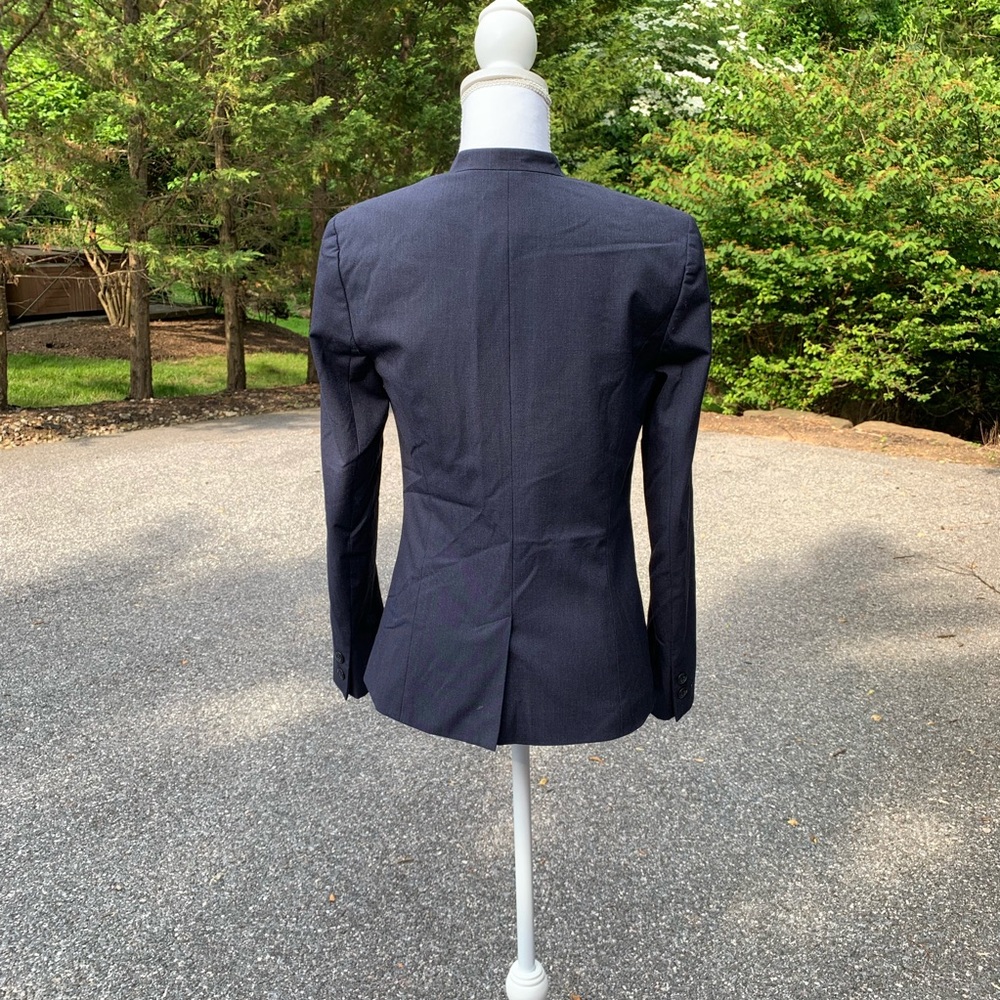 Collarless Navy Halogen One Button Blazer